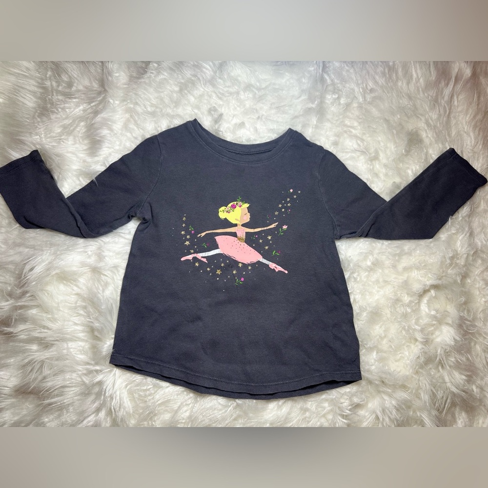 Old Navy Kids Ballerina Graphic Long Sleeve Tee - Dark Gray